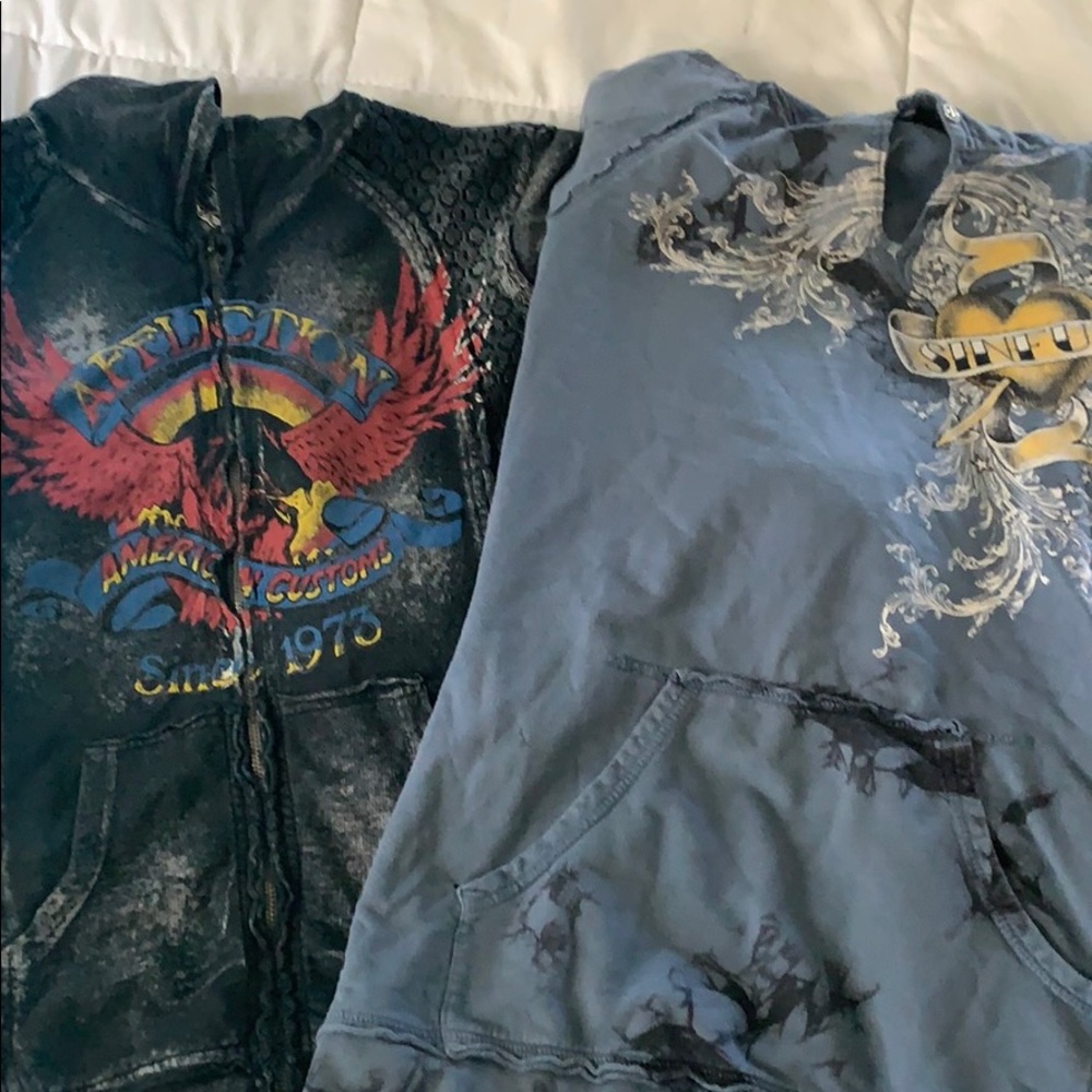Affliction / sinful hoodie bundle